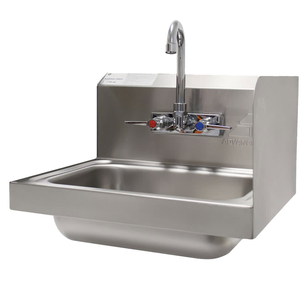 009-7PS66R2X Wall Mount Commercial Hand Sink w/ 14"L x 10"W x 5"D Bowl, Side Splas...