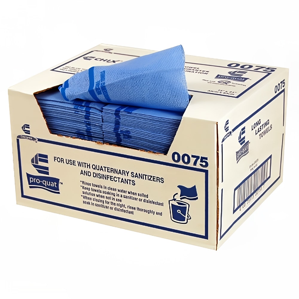 Chicopee 0075 Chix® Pro-Quat® Antimicrobial Foodservice Towel - 13" x 21", Blue