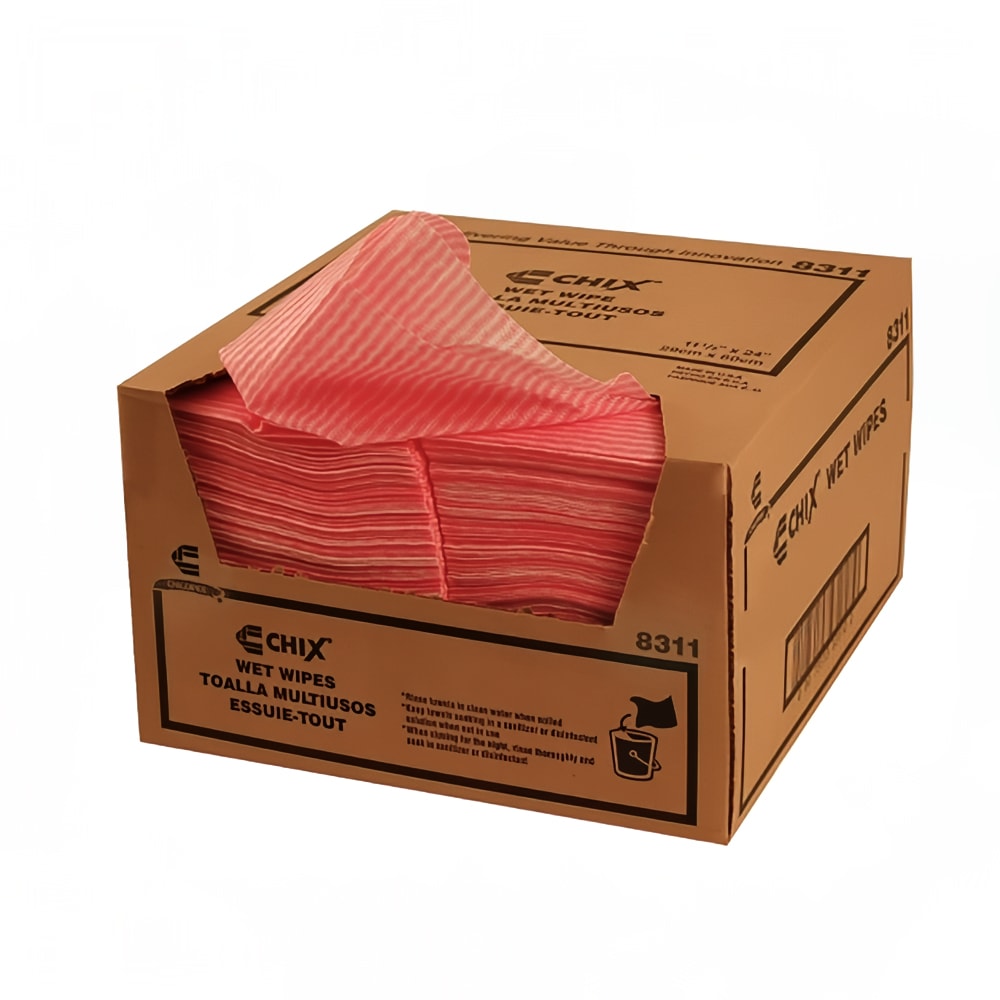Chicopee 8311 Chix® All Day Wet Wipes Foodservice Towel - 13 1/2" x 24", Pink