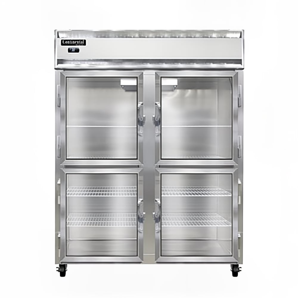 160-2RENSSSGDHD 57" Two Section Reach In Refrigerator, (4) Sliding Glass  Doors, Top Compres...