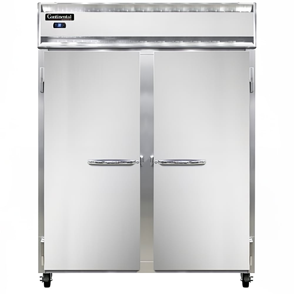 160-2RESNSS 57" Two Section Reach In Refrigerator, (2) Left/Right Hinge Solid Doors, Top Com...