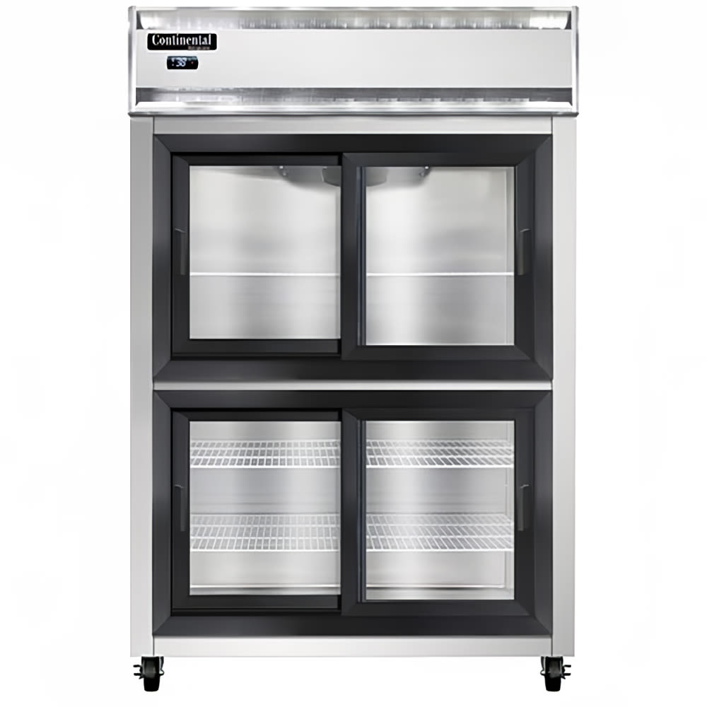 160-2RNSASGDHD 52" Two Section Reach In Refrigerator, (4) Sliding Glass  Doors, Top Compress...