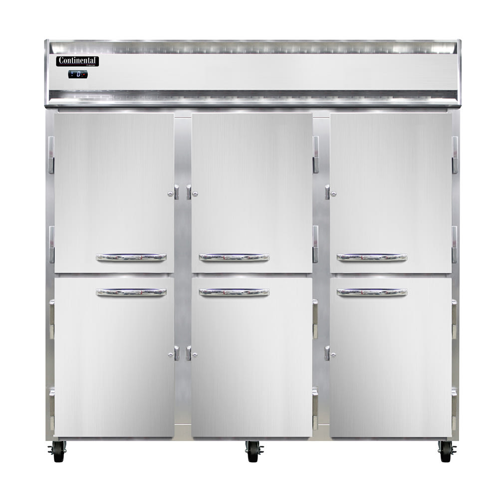 160-3FNHD 78" Three Section Reach In Freezer, (6) Left/Right Hinge Solid Doors, 115/208-230v