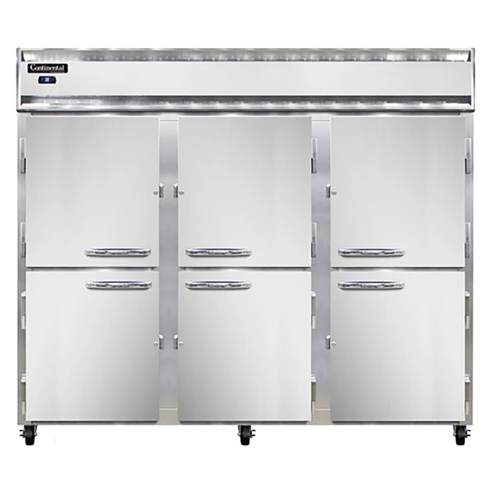 160-3RESNHD 85 1/2" Three Section Reach In Refrigerator, (6) Left/Right Hinge Solid Doors, T...