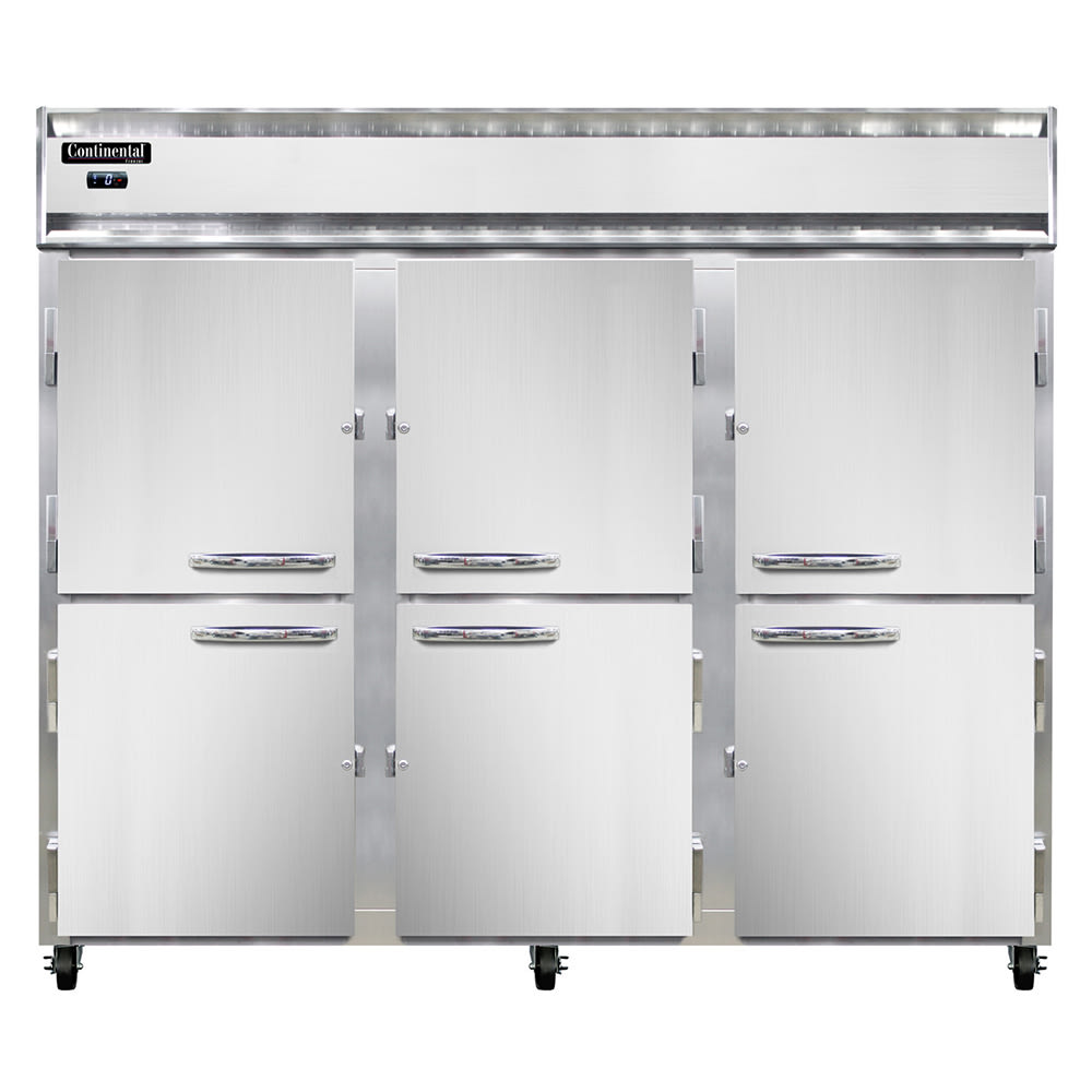 160-3FENHD 85 1/2" Three Section Reach In Freezer, (6) Left/Right Hinge Solid Doors, 115/208...