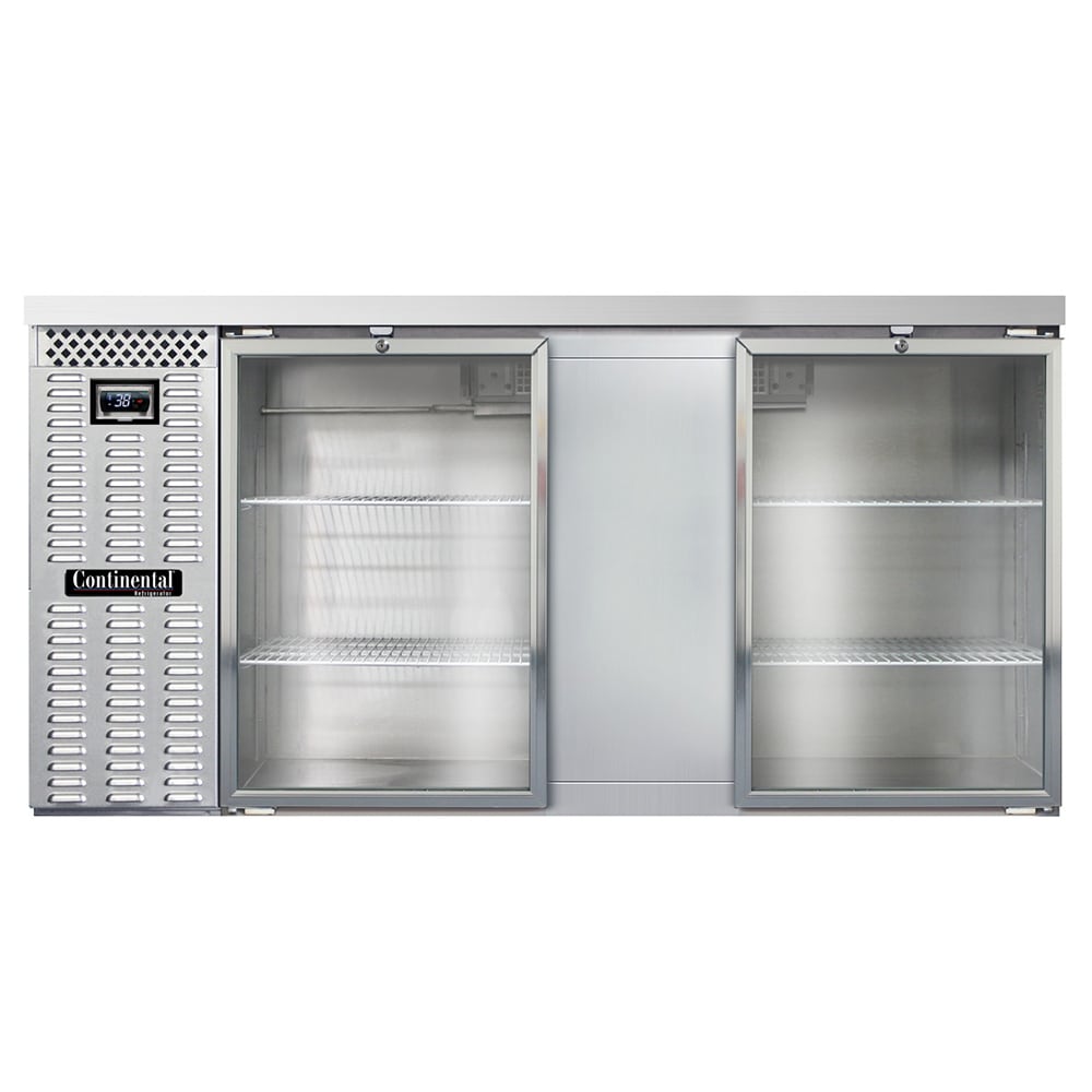 160-BB69NSSGD 69" Bar Refrigerator - 2 Swinging Glass Doors, Stainless, 115v