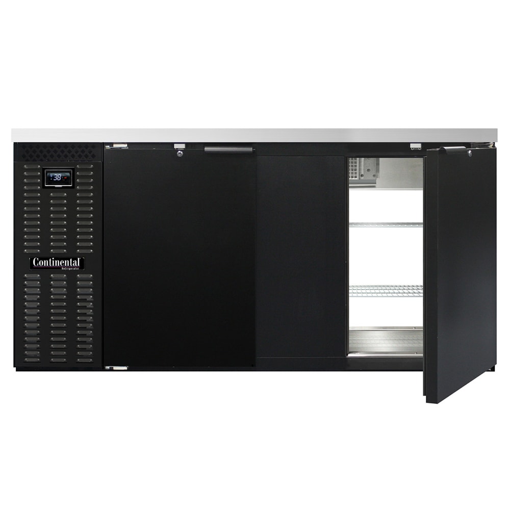 160-BB69NPT 69" Bar Refrigerator - 4 Swinging Solid Doors, Black, 115v