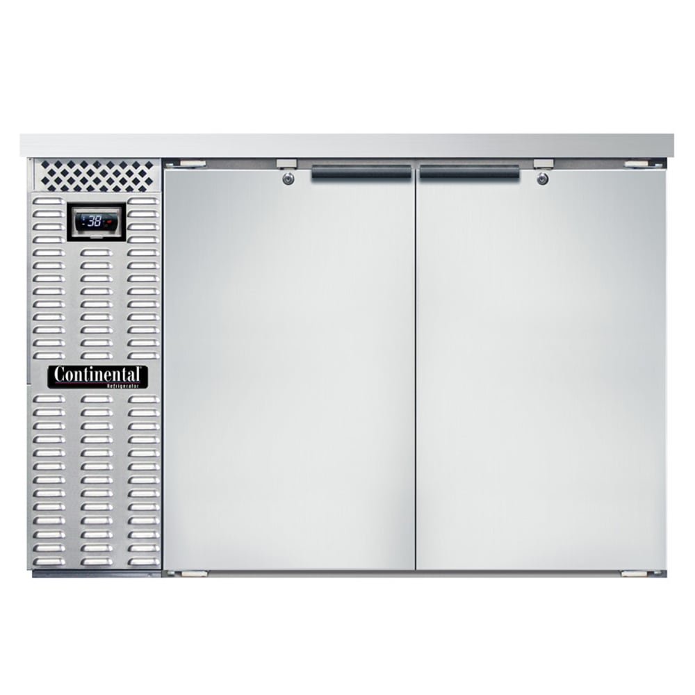 160-BB50NSS 50" Bar Refrigerator - 2 Swinging Solid Doors, Stainless, 115v