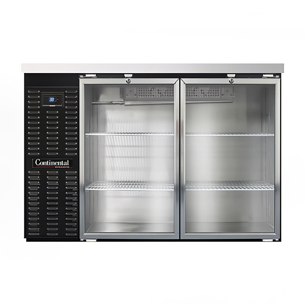 160-BB50SNGD 50" Bar Refrigerator - 2 Swinging Glass Doors, Black, 115v