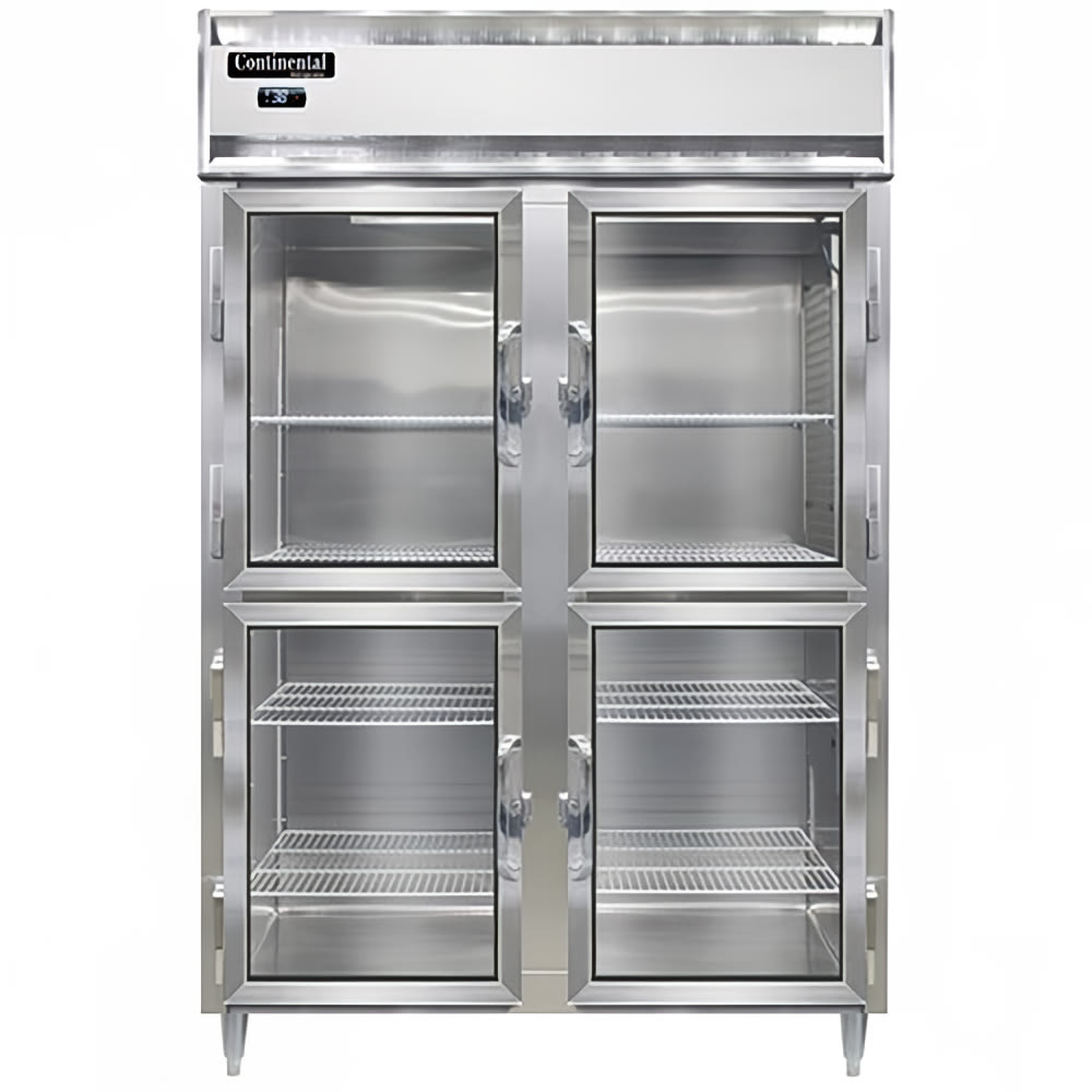 160-D2RNSAGDHD 52" Two Section Reach In Refrigerator, (4) Left/Right Hinge Glass Doors, Top...