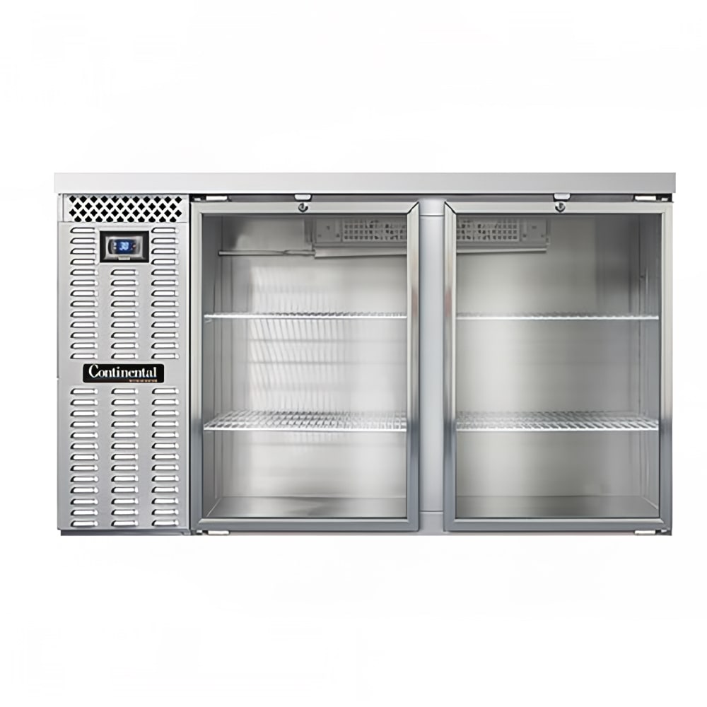 160-BB59SNSSGD 59" Bar Refrigerator - 2 Swinging Glass Doors, Stainless, 115v