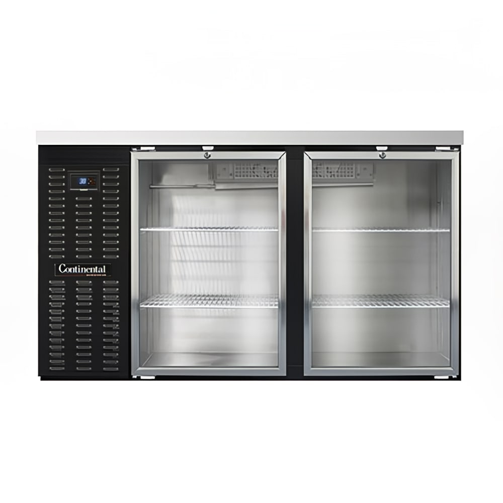 160-BB59SNGD 59" Bar Refrigerator - 2 Swinging Glass Doors, Black, 115v