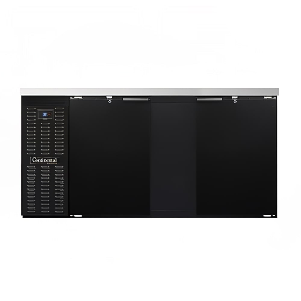 160-BB69SN 69" Bar Refrigerator - 2 Swinging Solid Doors, Black, 115v