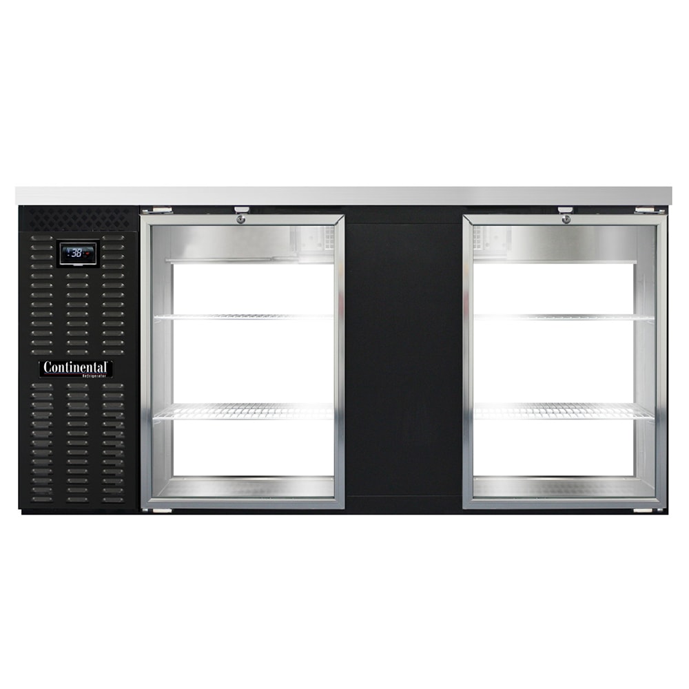 160-BB69NGDPT 69" Bar Refrigerator - 4 Swinging Glass Doors, Black, 115v