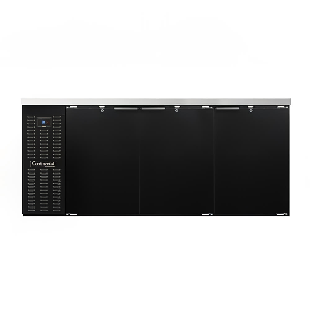 160-BB79SN 79" Bar Refrigerator - 3 Swinging Solid Doors, Black, 115v
