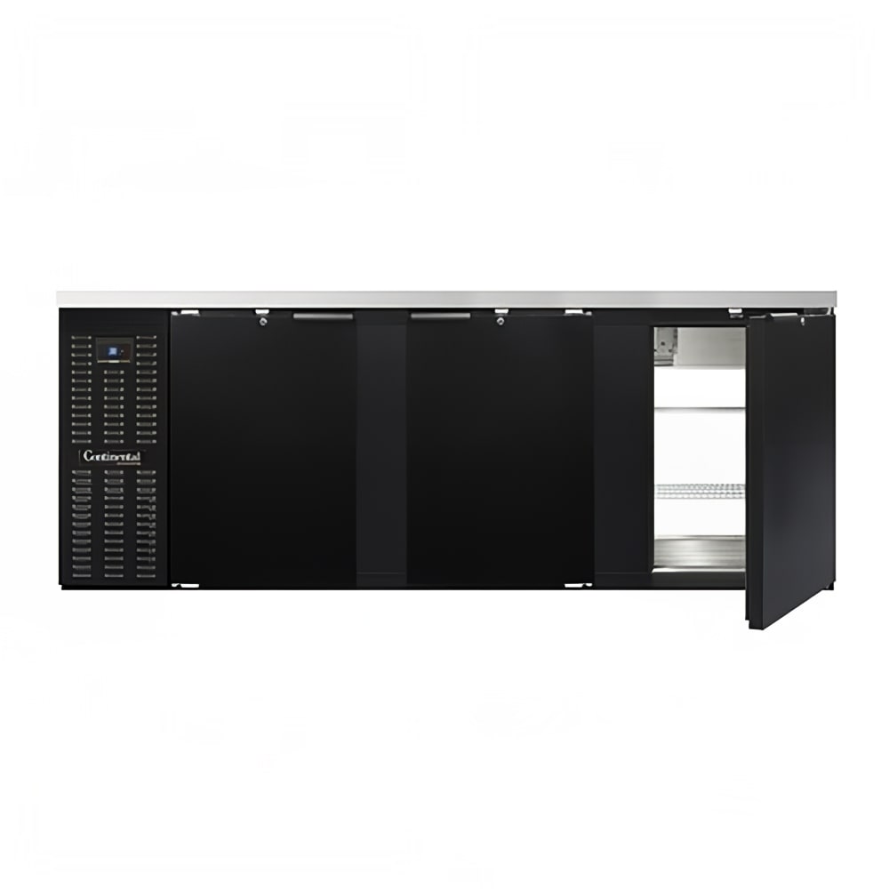 160-BB90SNPT 90" Bar Refrigerator - 6 Swinging Solid Doors, Black, 115v