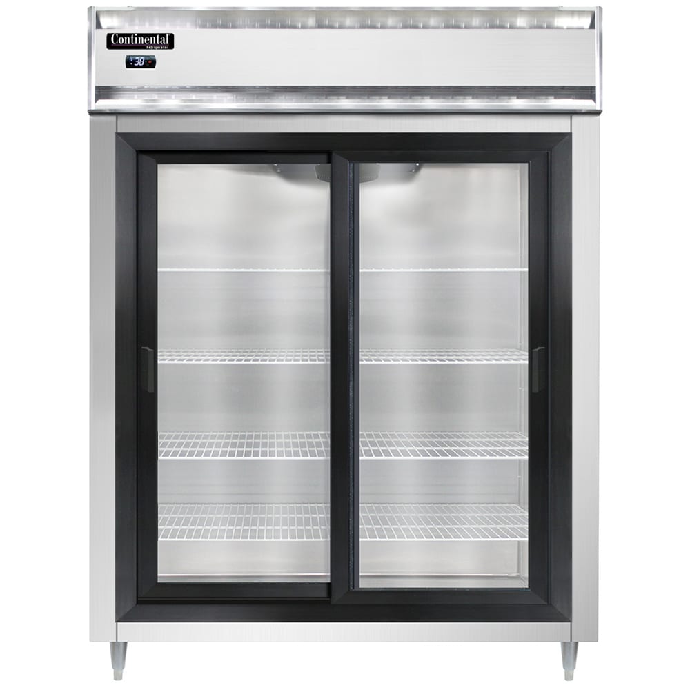160-D2RESNSGD 57" Two Section Reach In Refrigerator, (2) Sliding Glass Doors, Top Compressor...