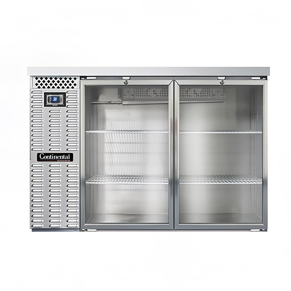 160-BB50SNSSGD 50" Bar Refrigerator - 2 Swinging Glass Doors, Stainless, 115v