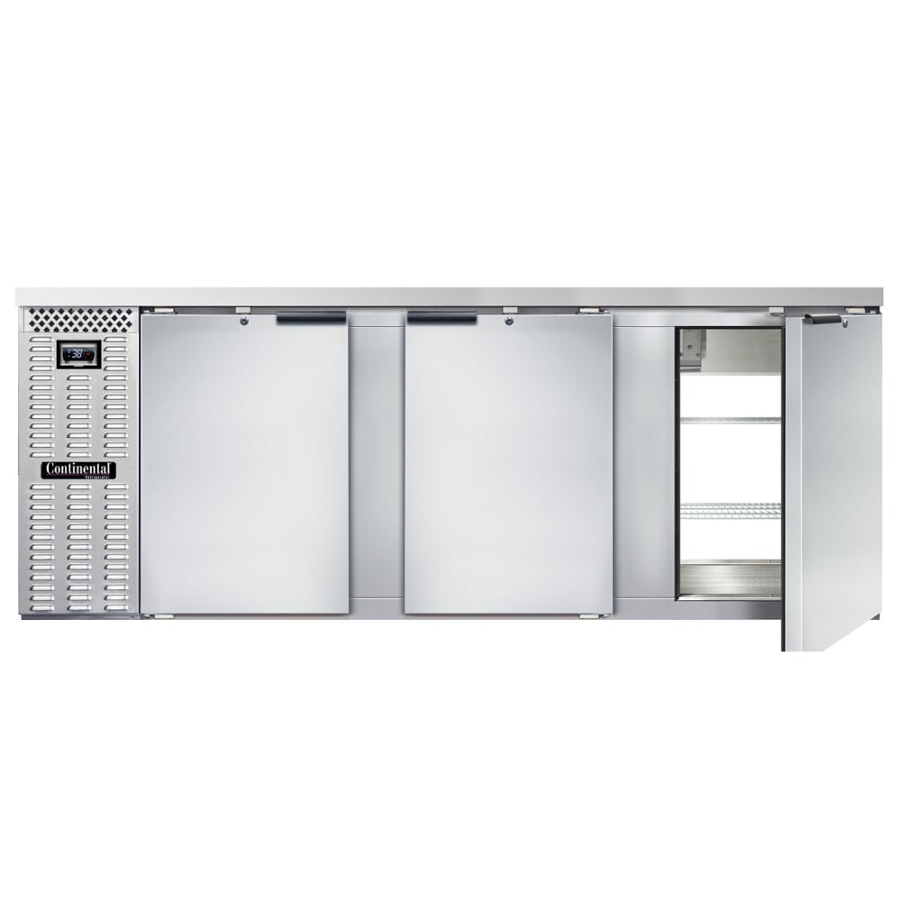 160-BB90NSSPT 90" Bar Refrigerator - 6 Swinging Solid Doors, Stainless, 115v