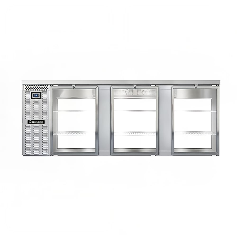 160-BB90SNSSGDPT 90" Bar Refrigerator - 6 Swinging Glass Doors, Stainless, 115v