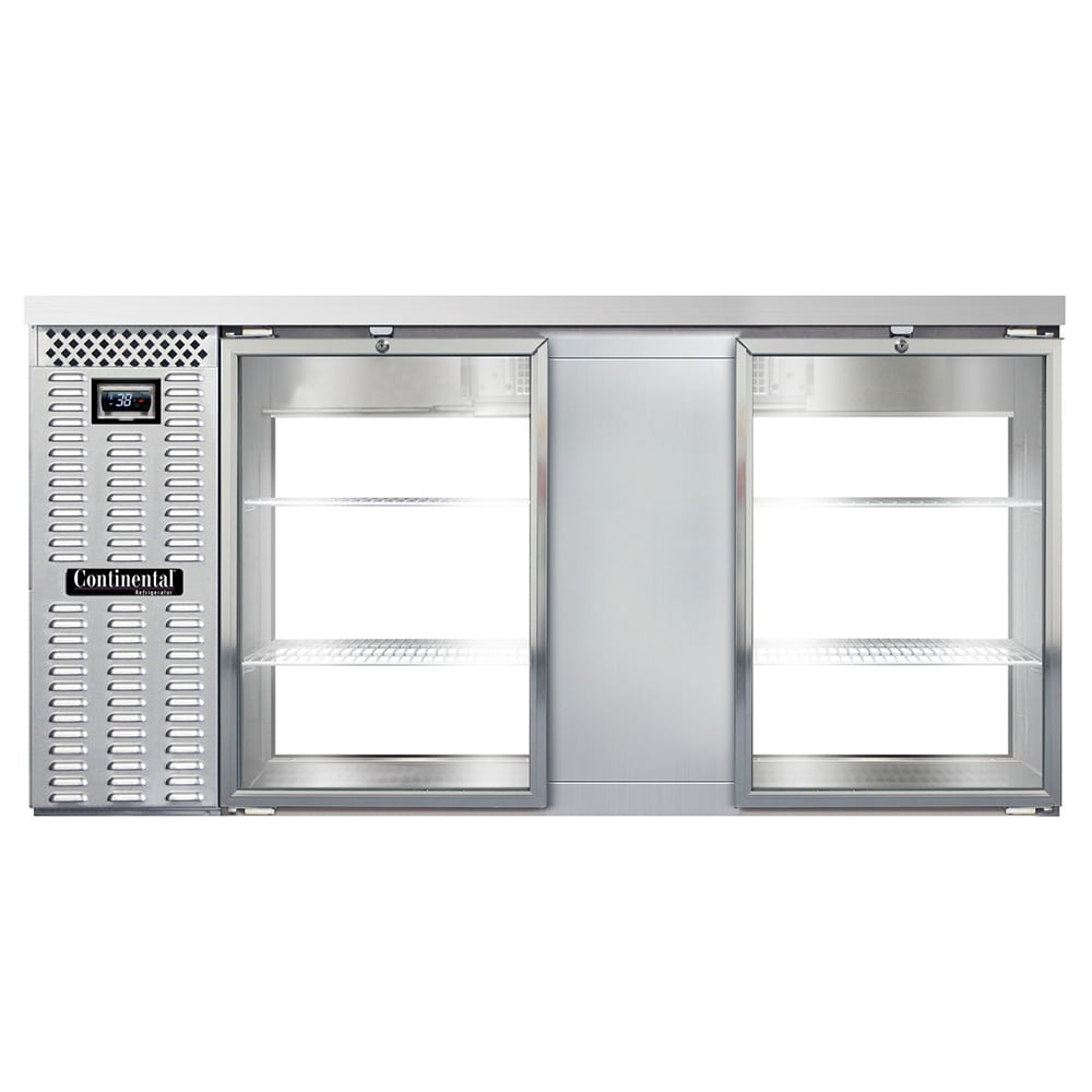 160-BB69NSSGDPT 69" Bar Refrigerator - 4 Swinging Glass Doors, Stainless, 115v