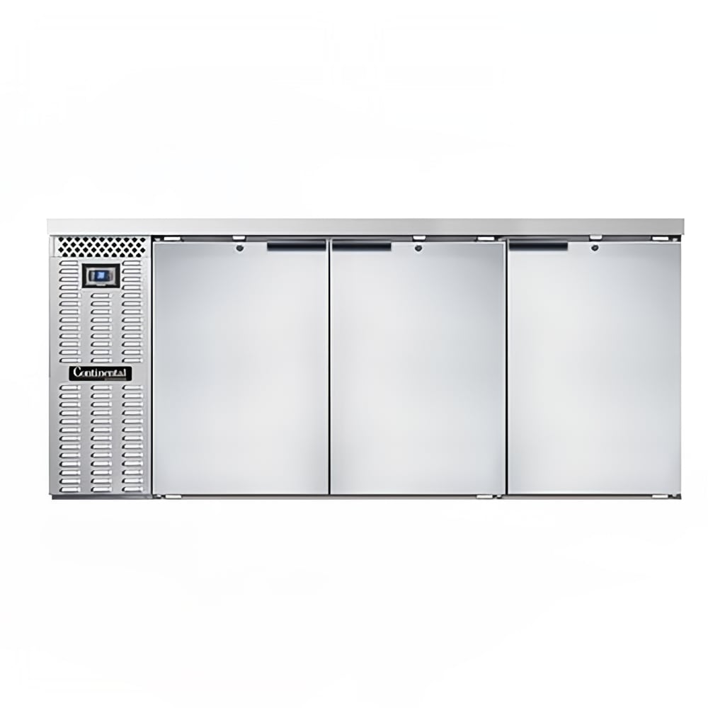 160-BB79SNSS 79" Bar Refrigerator - 3 Swinging Solid Doors, Stainless, 115v
