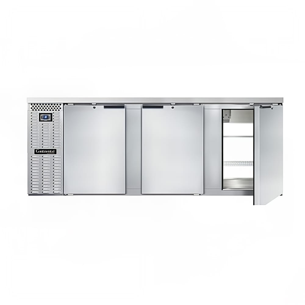 160-BB90SNSSPT 90" Bar Refrigerator - 6 Swinging Solid Doors, Stainless, 115v
