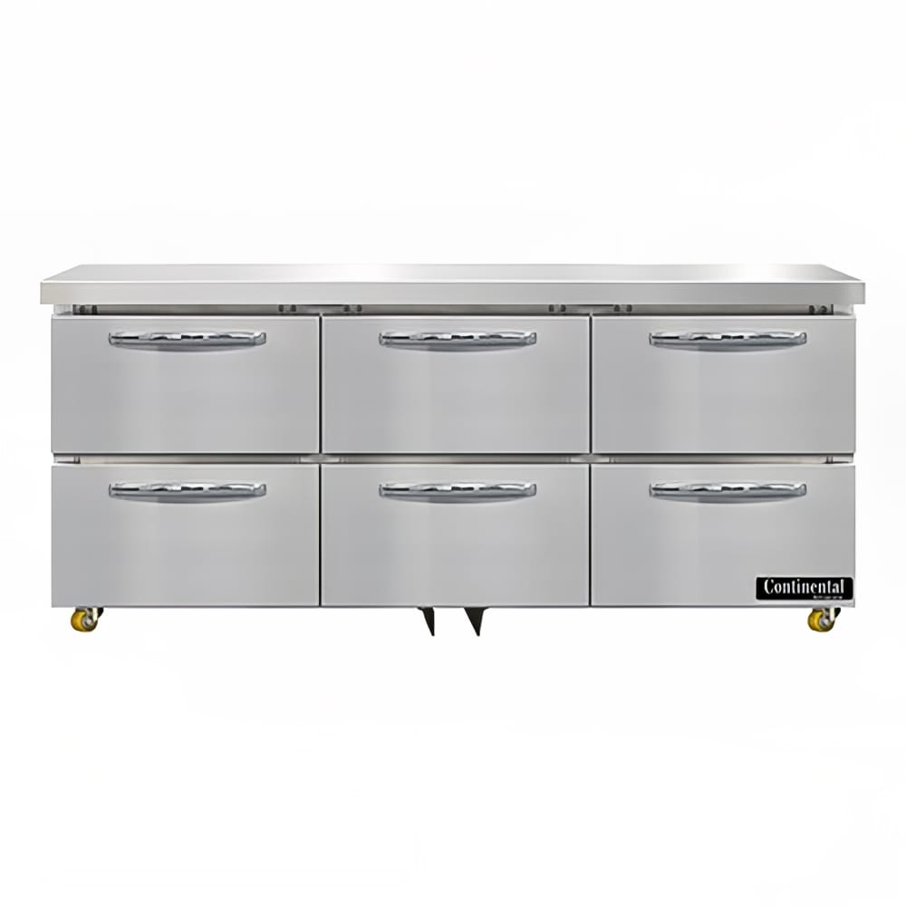 160-SW72NUD 72" W Undercounter Refrigerator w/ (3) Sections & (6) Drawers, 115v