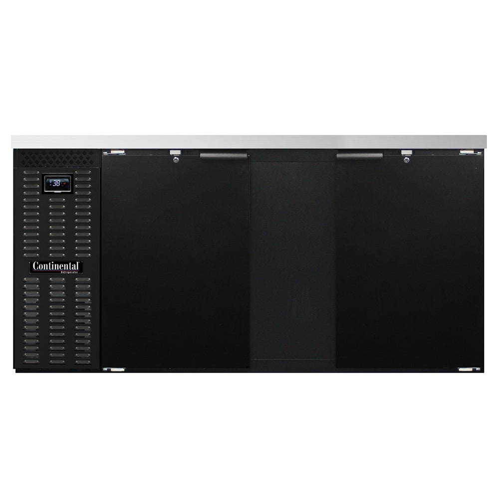 160-BB69N 69" Bar Refrigerator - 2 Swinging Solid Doors, Black, 115v