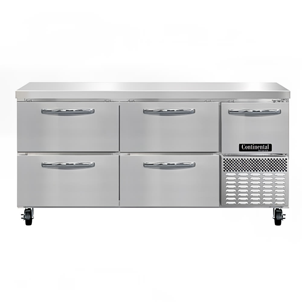 160-RA68ND 68" Worktop Refrigerator w/ (3) Sections, 115v