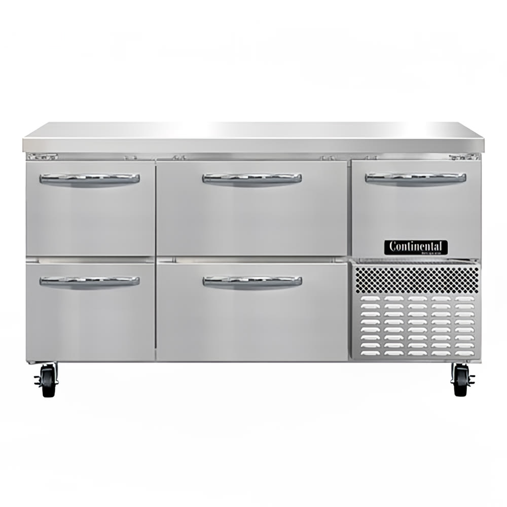 160-RA60ND 60" Worktop Refrigerator w/ (3) Sections, 115v