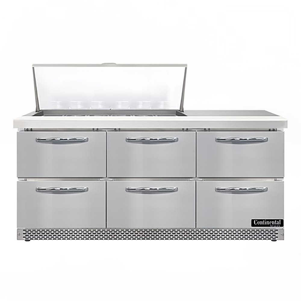 160-SW72N18MFBD 72" Sandwich/Salad Prep Table w/ Refrigerated Base, 115v