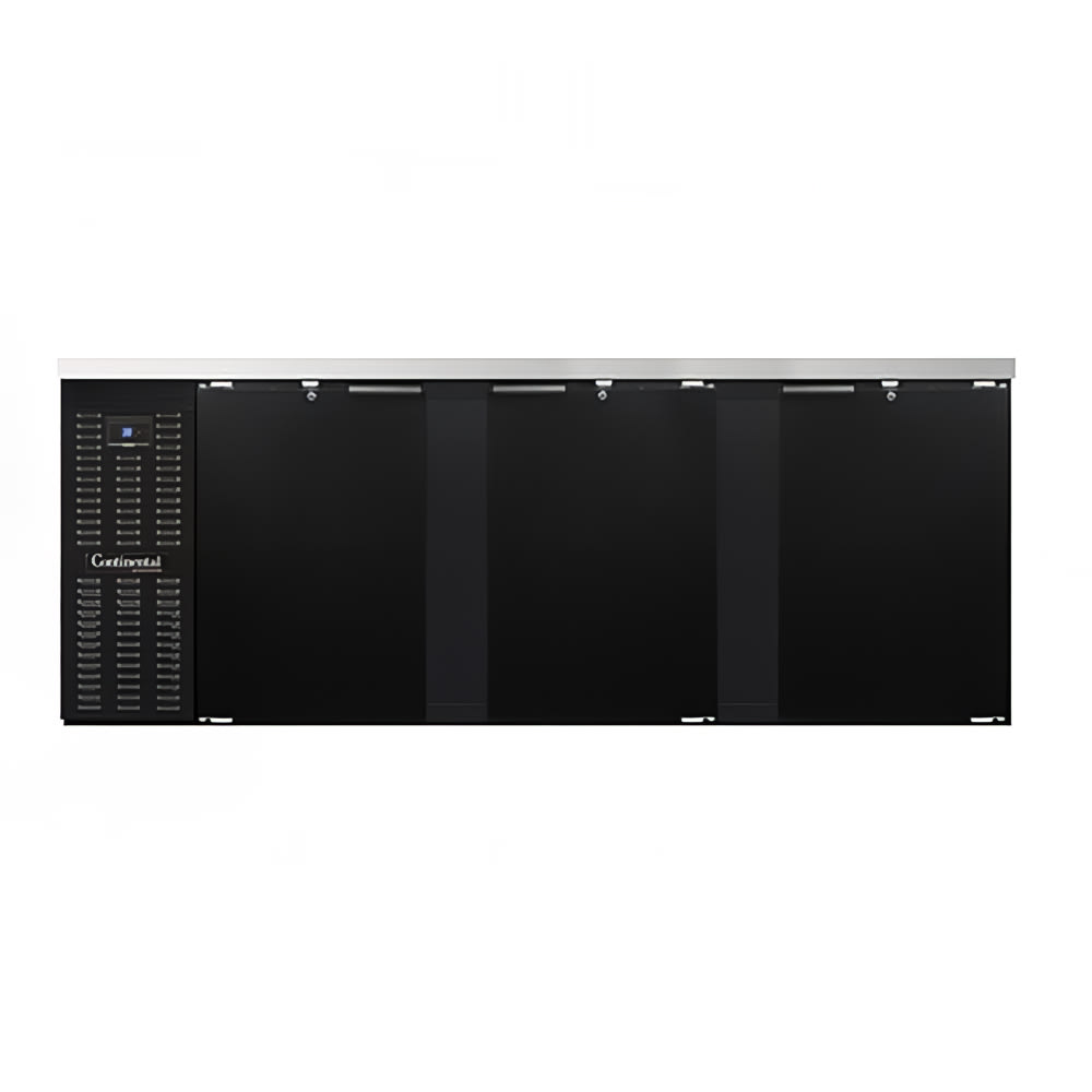 160-BB90SN 90" Bar Refrigerator - 3 Swinging Solid Doors, Black, 115v