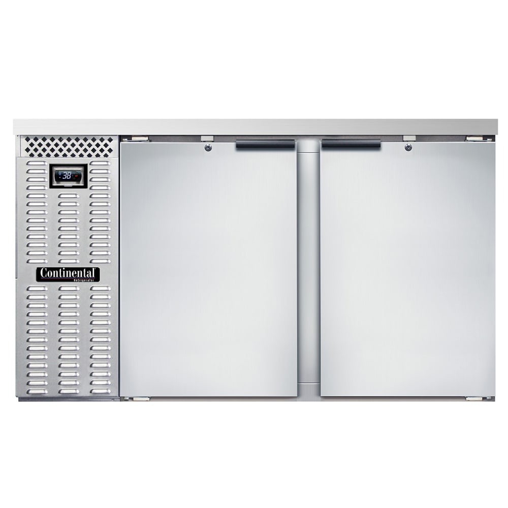 160-BB59NSS 59" Bar Refrigerator - 2 Swinging Solid Doors, Stainless, 115v