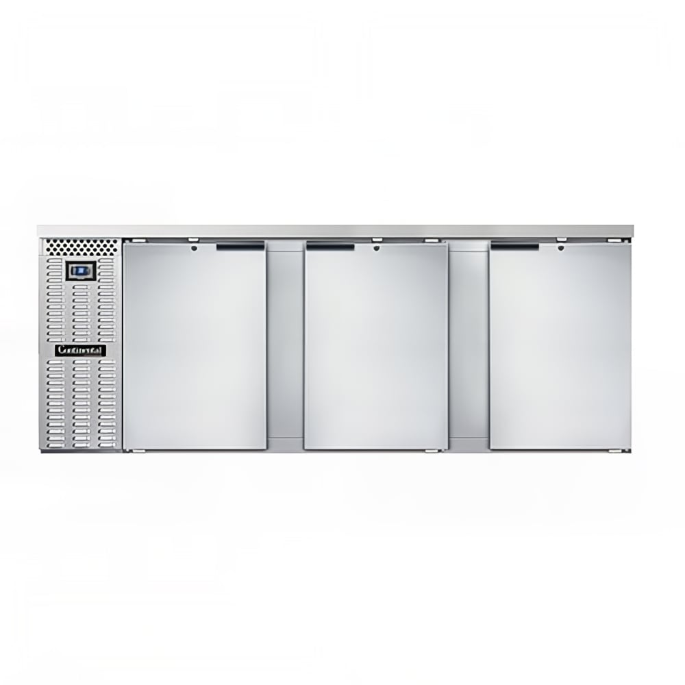 160-BB90SNSS 90" Bar Refrigerator - 3 Swinging Solid Doors, Stainless, 115v