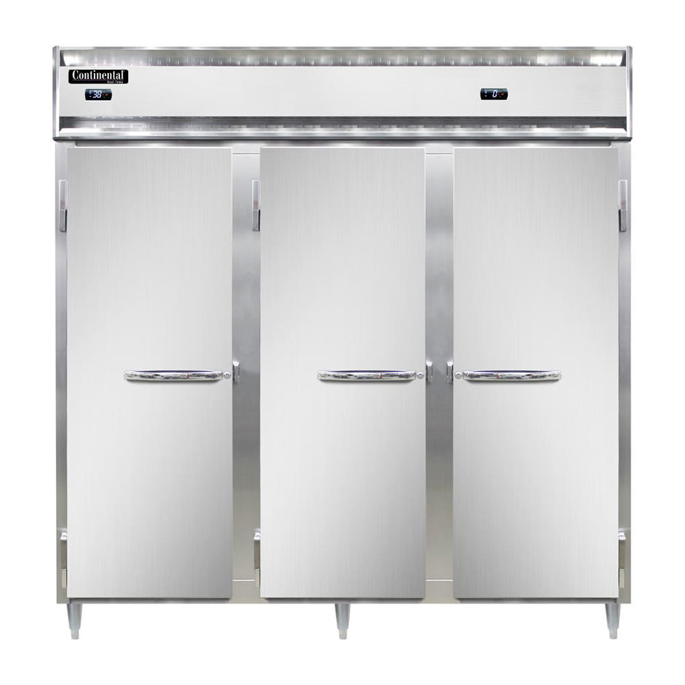160-D3RFFNSA 78" Designer Line Three Section Commercial Combo Refrigerator Freezer - Solid D...