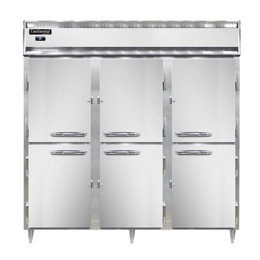 160-D3RNHD 78" Three Section Reach In Refrigerator, (6) Left/Right Hinge Solid Doors, Top Co...