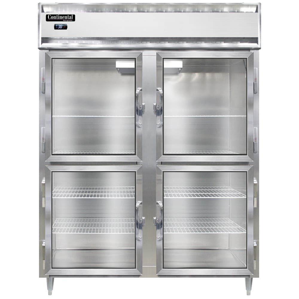 160-D2RESNGDHD 57" Two Section Reach In Refrigerator, (4) Left/Right Hinge Glass Doors, Top...