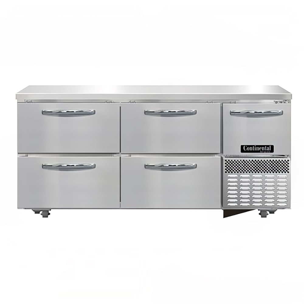 160-RA68NUD 68" W Undercounter Refrigerator w/ (3) Sections, (1) Door, (4) Drawers, 115v