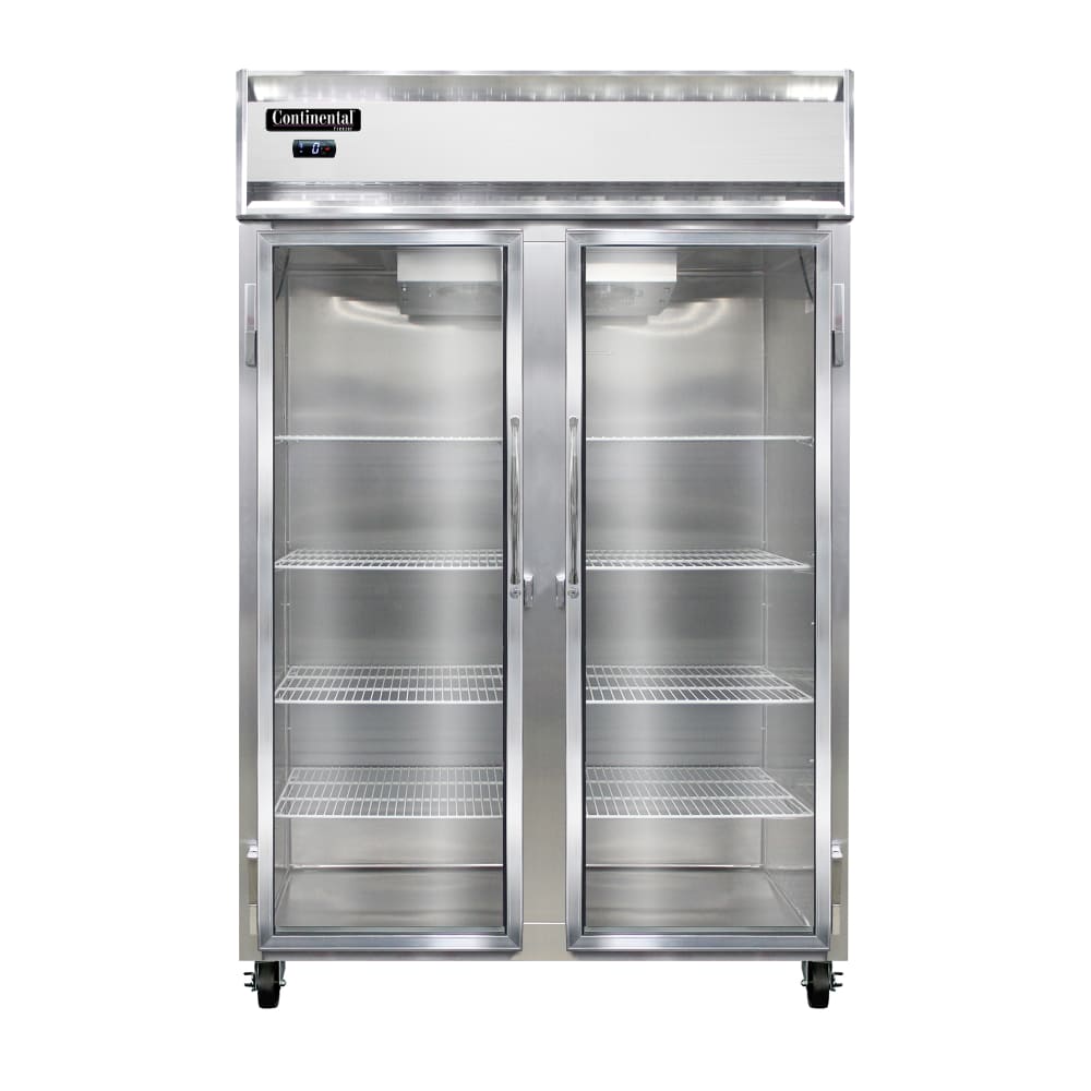 Continental 2FNGD 52" Two Section Reach In Freezer, (2) Glass Doors, 115/208-230v