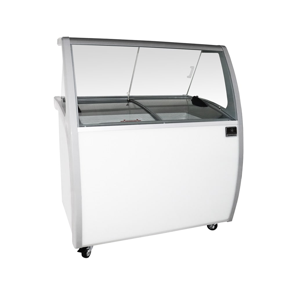 260-738373 58" Mobile Ice Cream Dipping Cabinet w/ 8 Tub Capacity - White, 120v