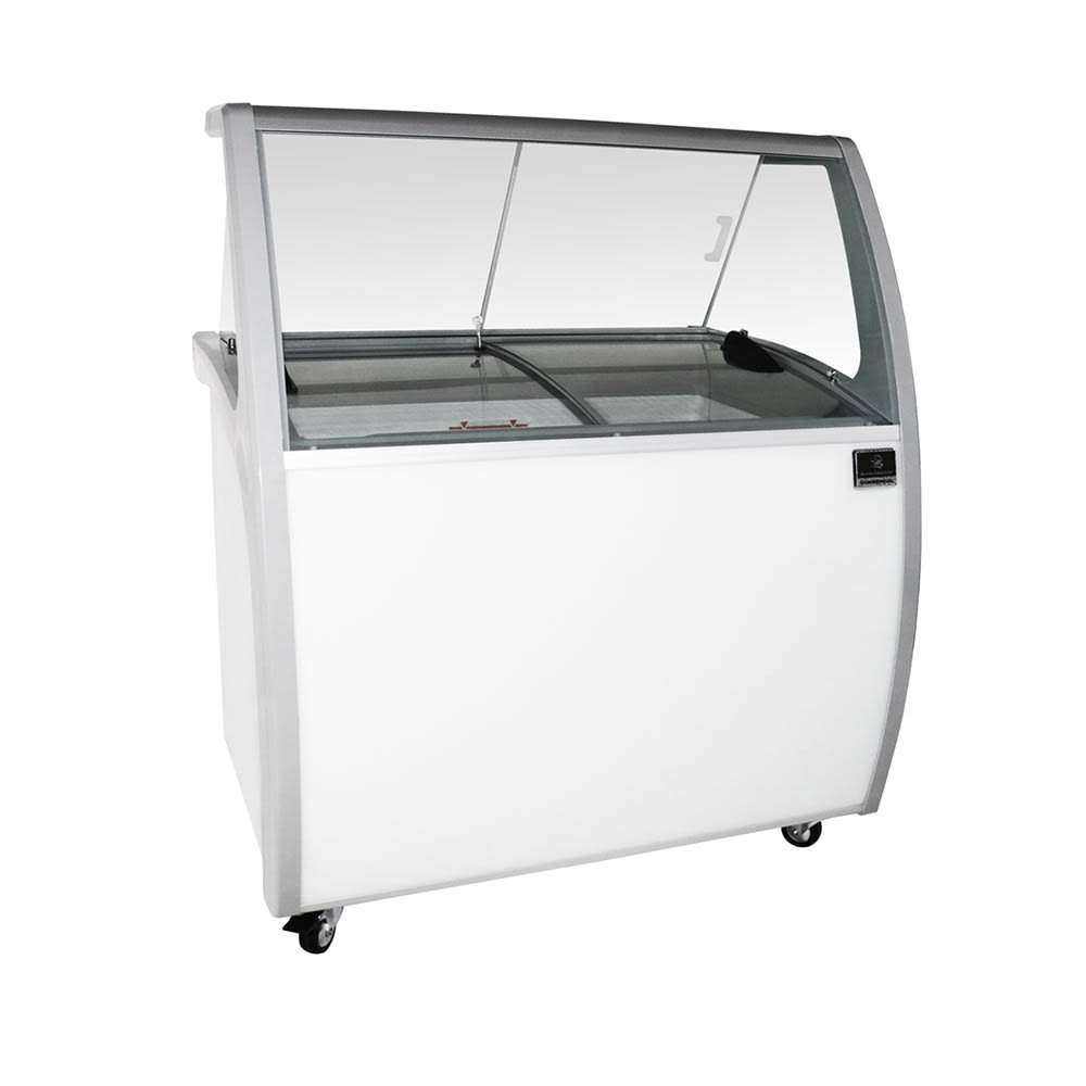 260-738372 48" Mobile Ice Cream Dipping Cabinet w/ 6 Tub Capacity - White, 120v