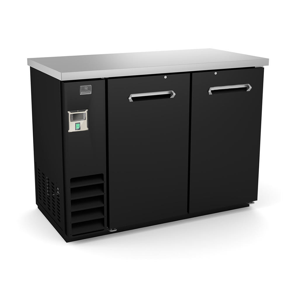 260-KCHBB48S 50" Bar Refrigerator - 2 Swinging Solid Doors, Black, 115v