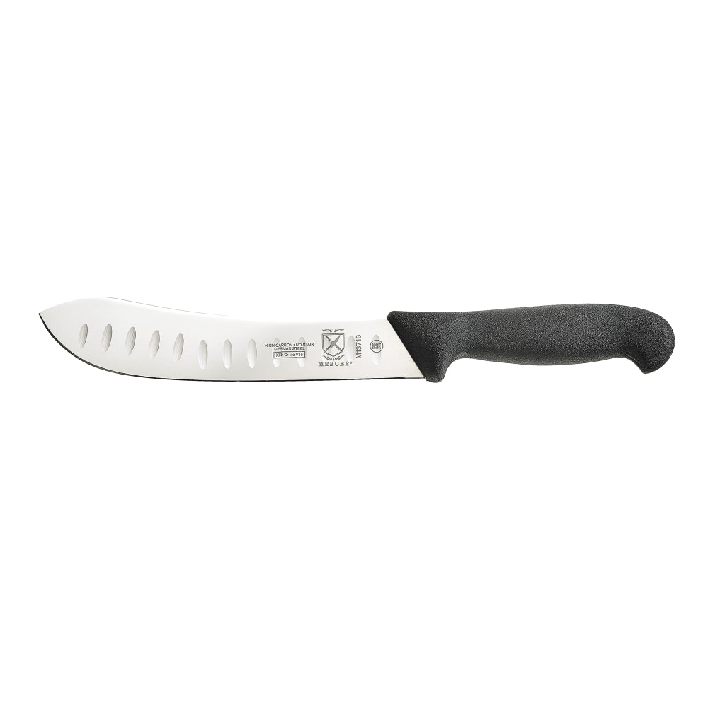 Mercer Culinary M13716 8" Granton Butcher Knife w/ Black Textured Glass-Reinforced Nylon Handle, Ice Hardened High-Carbon G