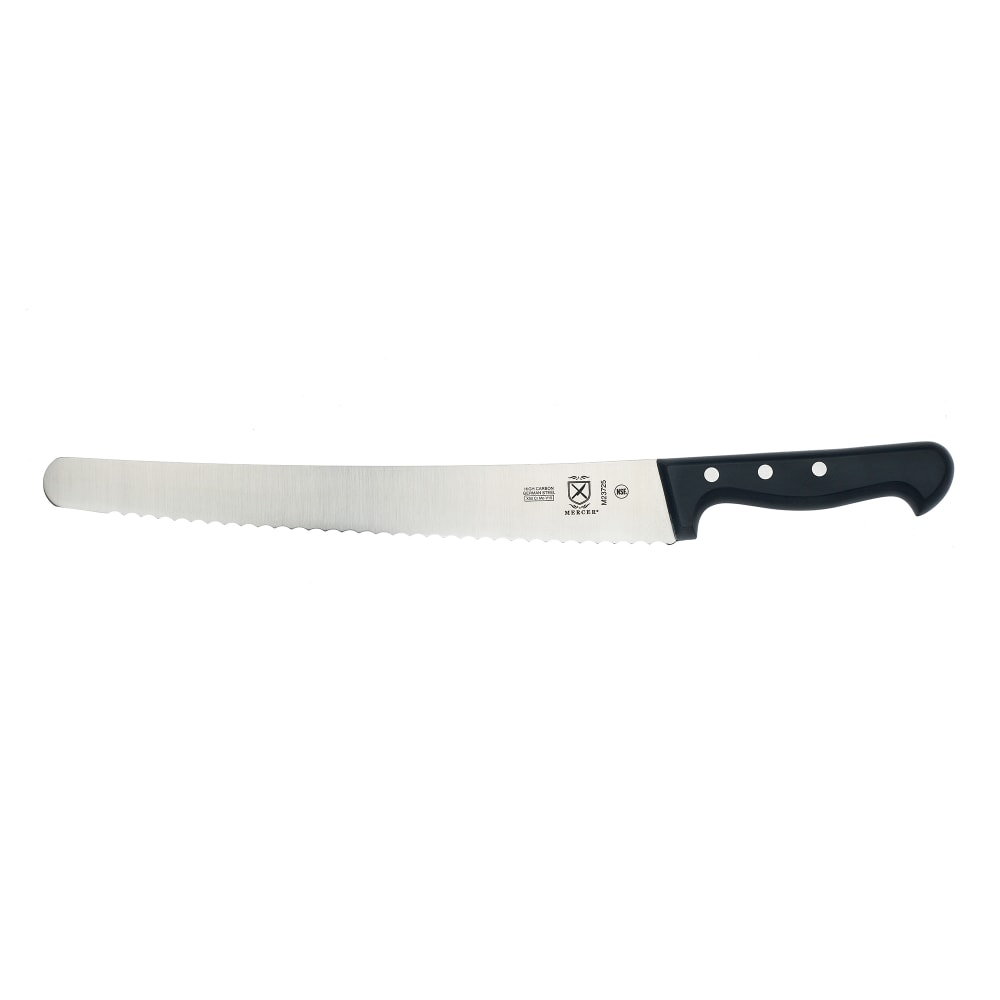 Mercer Culinary M23725 10" Wavy Brisket Slicer Knife w/ Black Ergonomic Delrin® Handle, High-Carbon German Steel