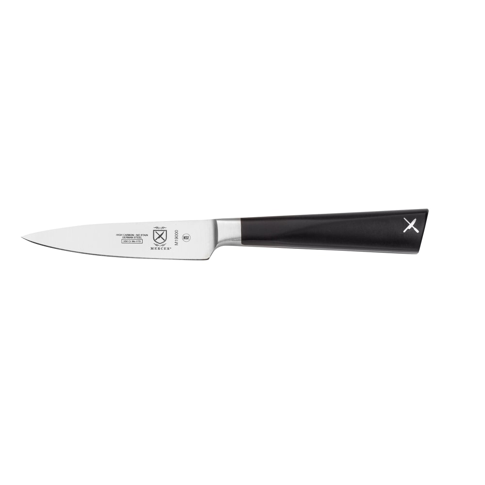 Mercer Culinary M19000 3 1/2" Paring Knife w/ Black Ergonomic POM Handle, High-Carbon German Steel