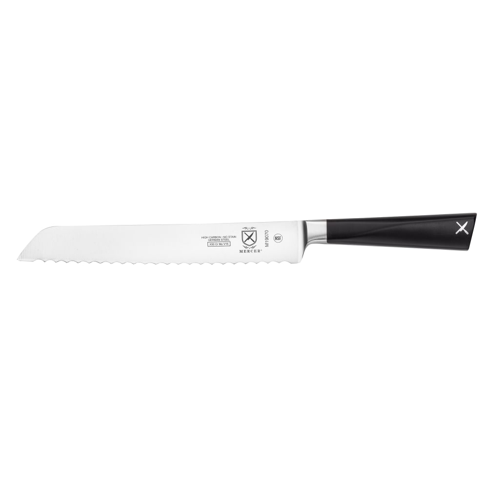 Mercer Culinary M19070 8 " Wavy Bread Knife w/ Black Ergonomic POM Handle, High-Carbon German Steel
