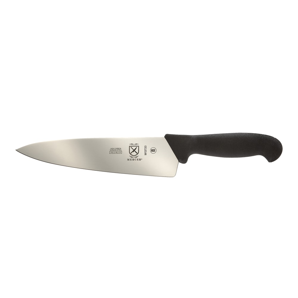 Mercer Culinary M13720 8" Chef's Knife w/ Black Textured Glass-Reinforced Nylon Handle, Ice Hardened High-Carbon German Ste