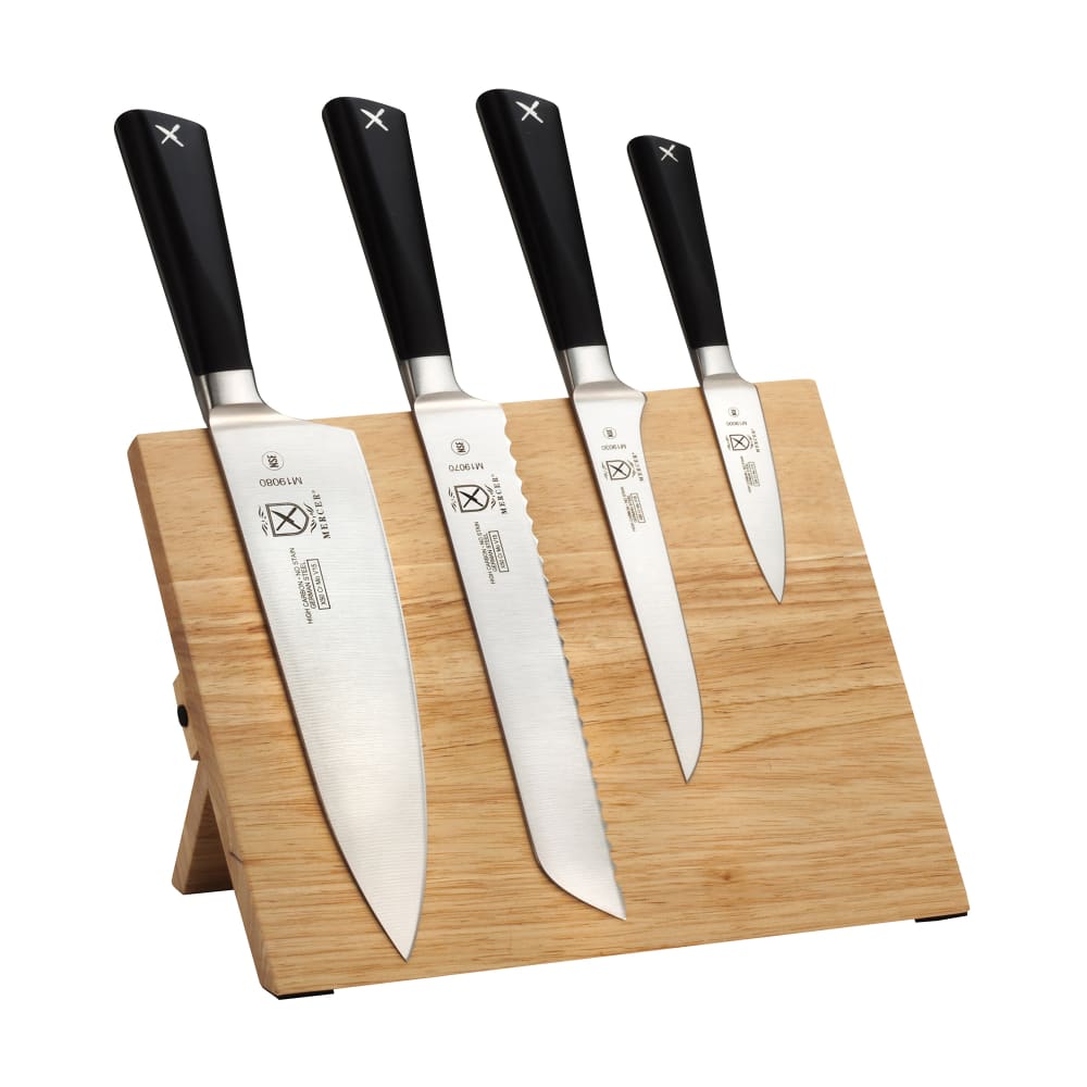 Mercer Culinary M21990 5 Piece Knife Set w/ Rubberwood Magnetic Board