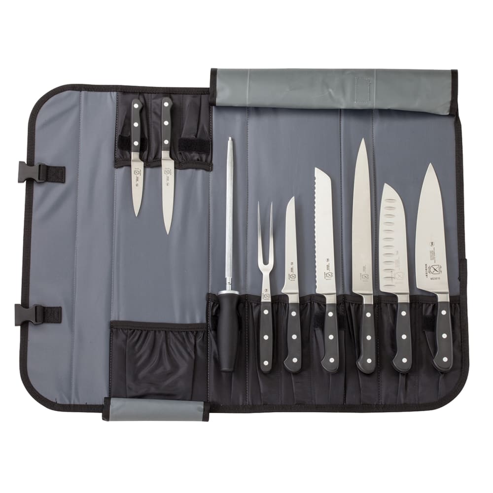 Mercer Culinary M21860 10 Piece Knife Set w/ Detachable & Adjustable Strap Pocket Roll